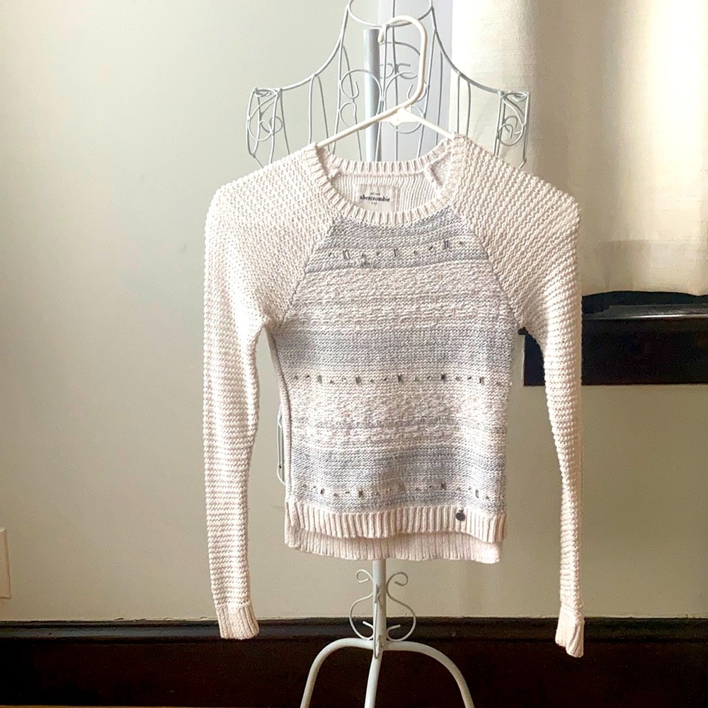 Abercrombie Jeweled/Sequins Gray and Cream Sweater